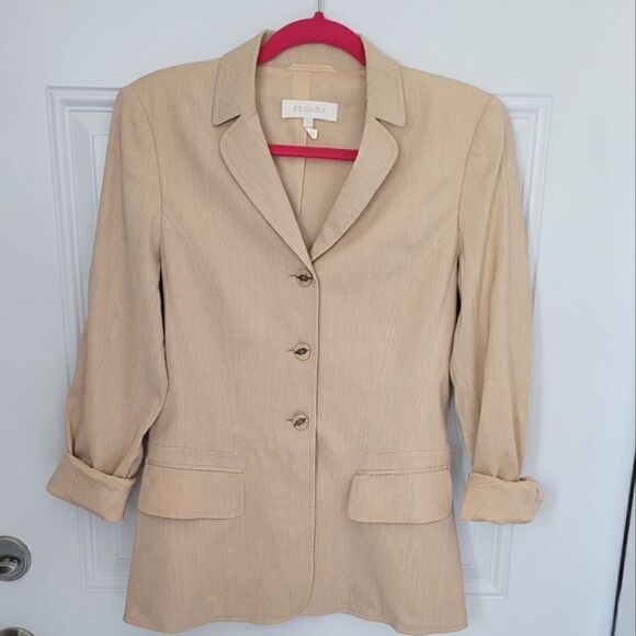Vintage ESCADA Tan  wool/linen blend Size EU 34/ Small - Picture 2 of 16
